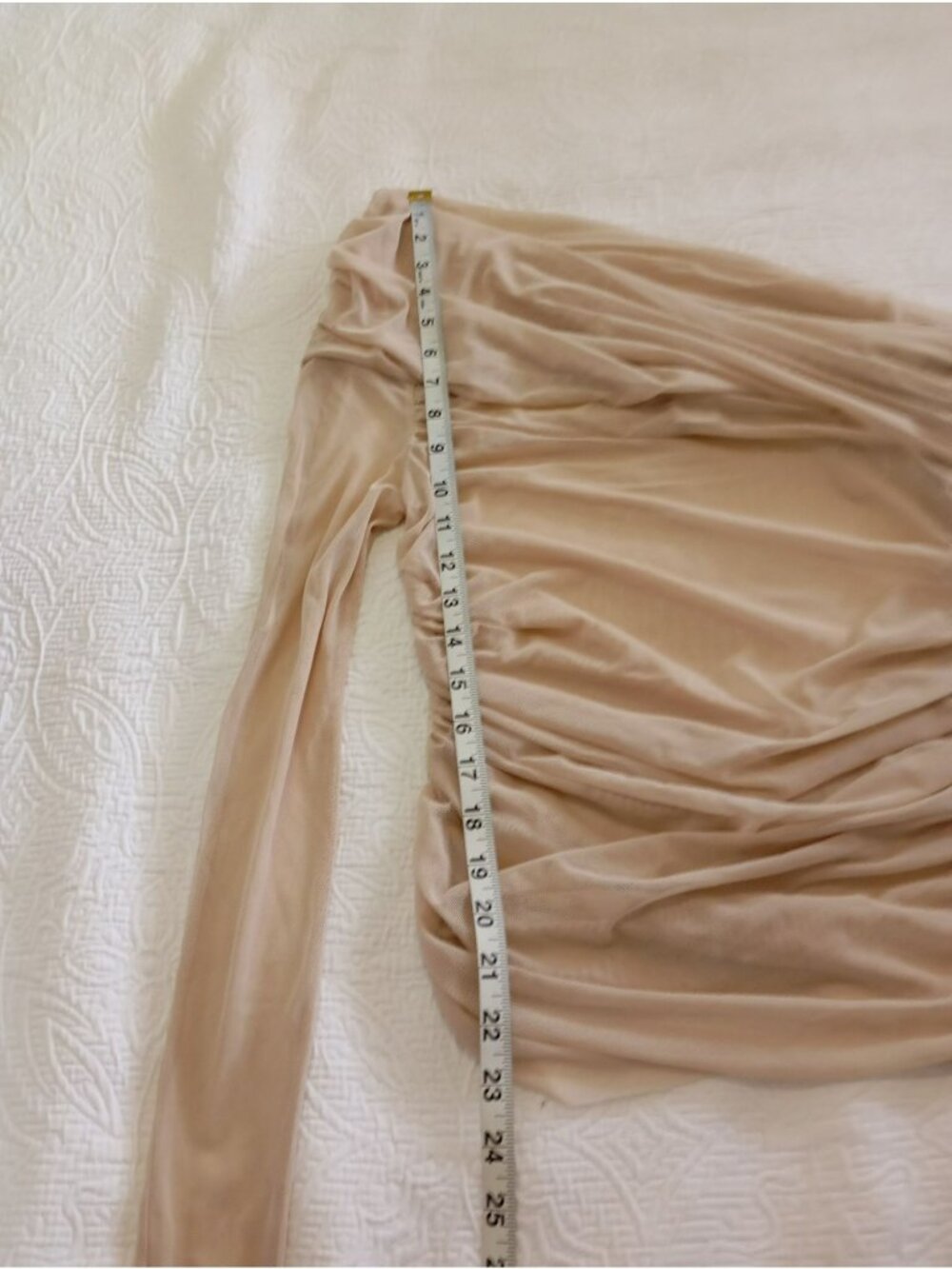 The Sei Beige Ruched One-Shoulder Long Sleeve S Casual Top Womens - Picture 7 of 9
